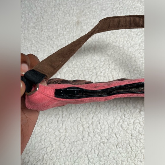 Lisa Lill Studio Y2K Pink Brown Patterned Fabric Shoulder Bag - Picture 3 of 8